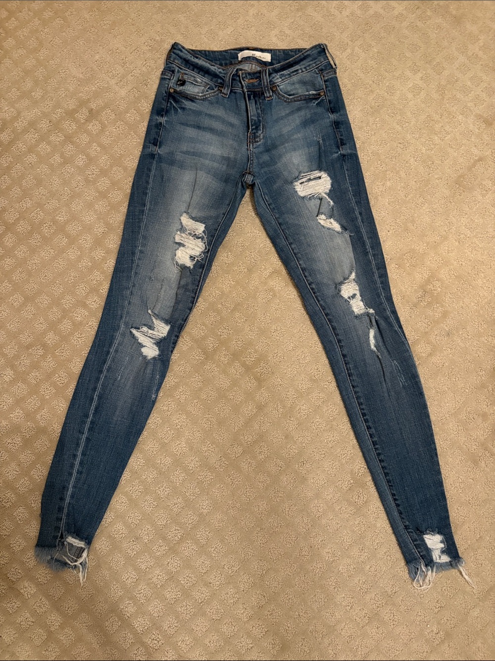 KanCan Distressed Skinny Jeans in Medium Blue